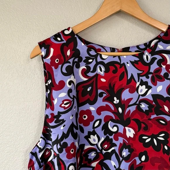 ANN TAYLOR NWT XXL Paisley Tank in Iconic Red • Floral Sleeveless Shell Top - Picture 2 of 11